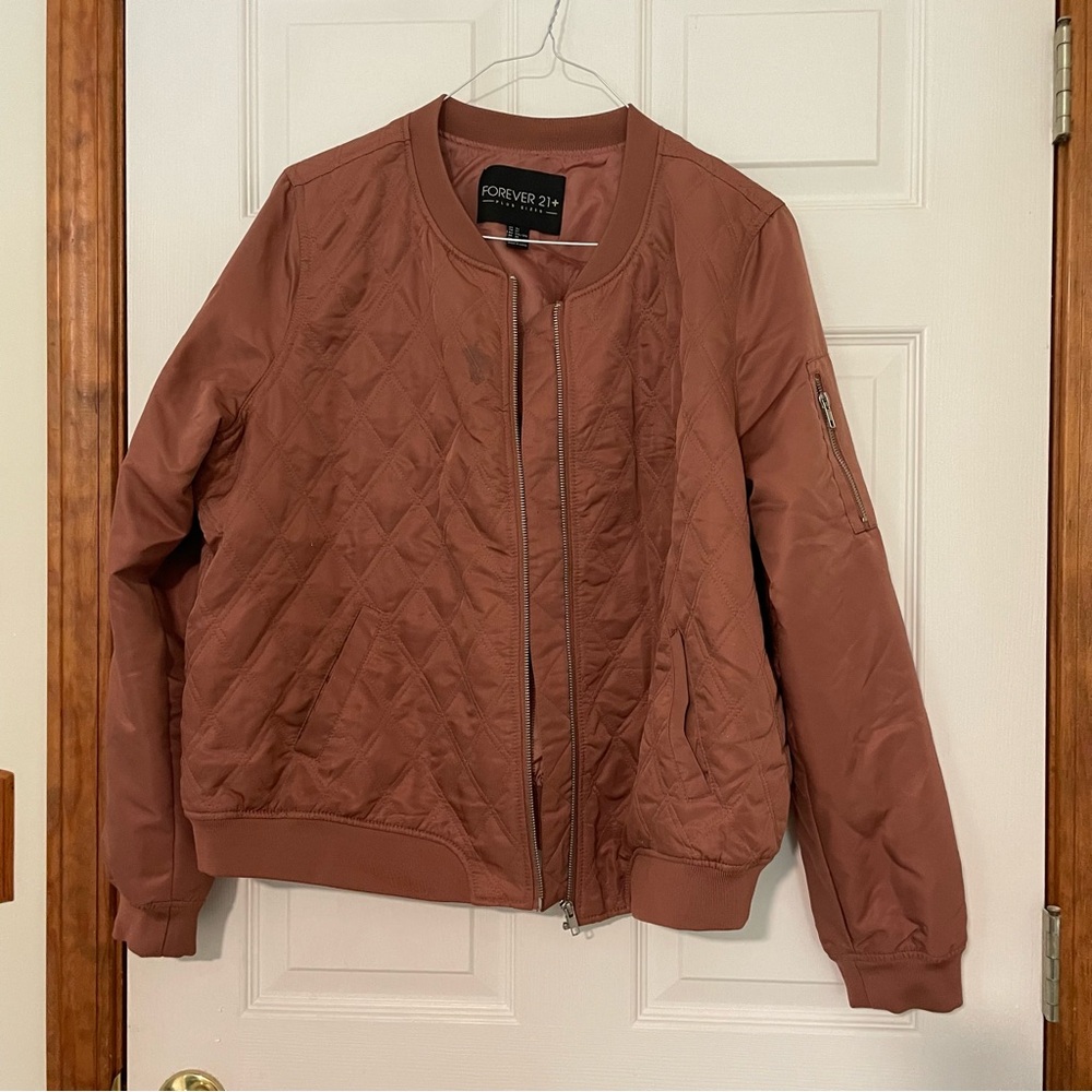 Forever 21 Rust Quilted Bomber Jacket